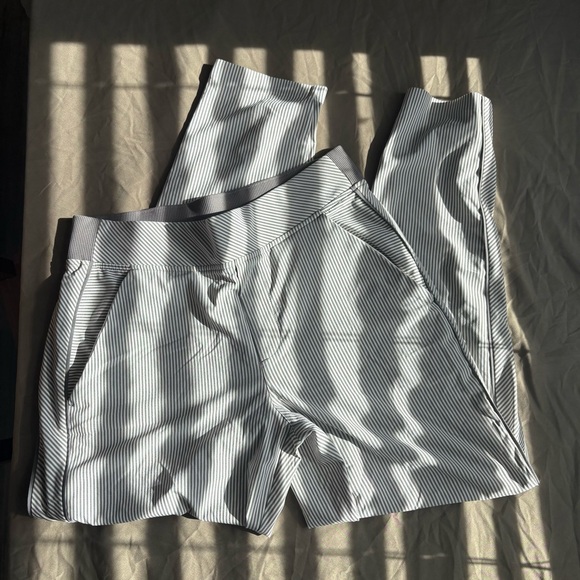 Athleta Pants - (3/$25) Athleta Gray and White Pinstriped Skinny Pants High Wasted